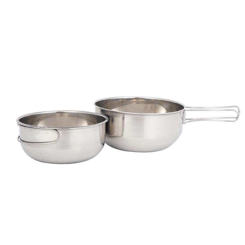 Складная миска из нержавеющей стали 304 - 500 мл, портативный набор столовых приборов для кемпинга и пикника