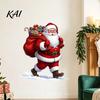 Festive Wall Murals Christmas Stickers, Cartoon Santa Claus Carrying Bag Decal, Peel And Stick Seasonal Home Decorations Full of Gifts DIY Art
