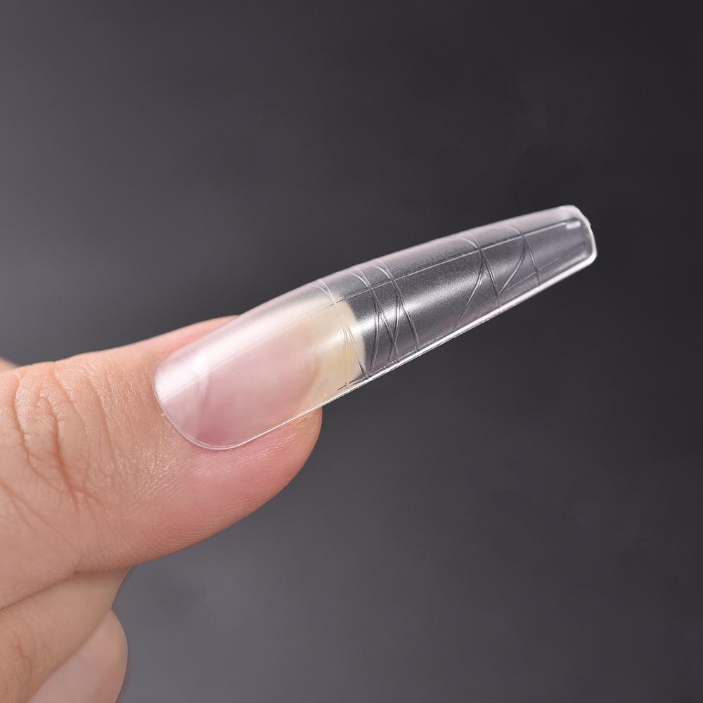 240 шт. типсы с вспомогательными линиями матовые прозрачные накладные ногти направляющие линии накладные типсы полное покрытие гроб/квадрат/круглый/овальный