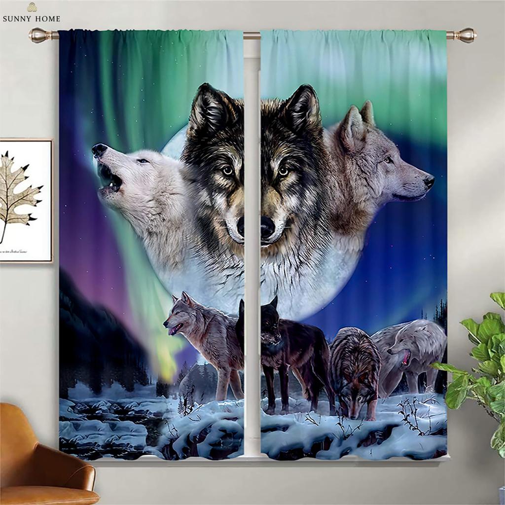 Плотные теплоизоляционные шторы Dream Starry Sky Wolf Print Curtains Детская комната Гостиная Уличные декоративные шторы