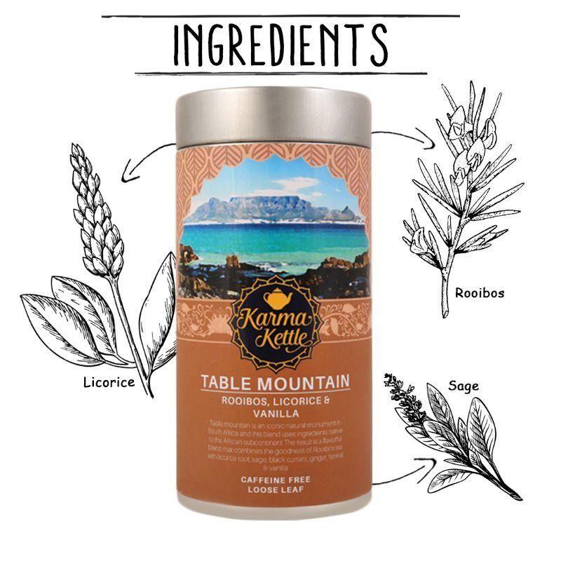 Rooibos Tea with Licorice and Vanilla (75 G), Table Mountain, Karma Kettle