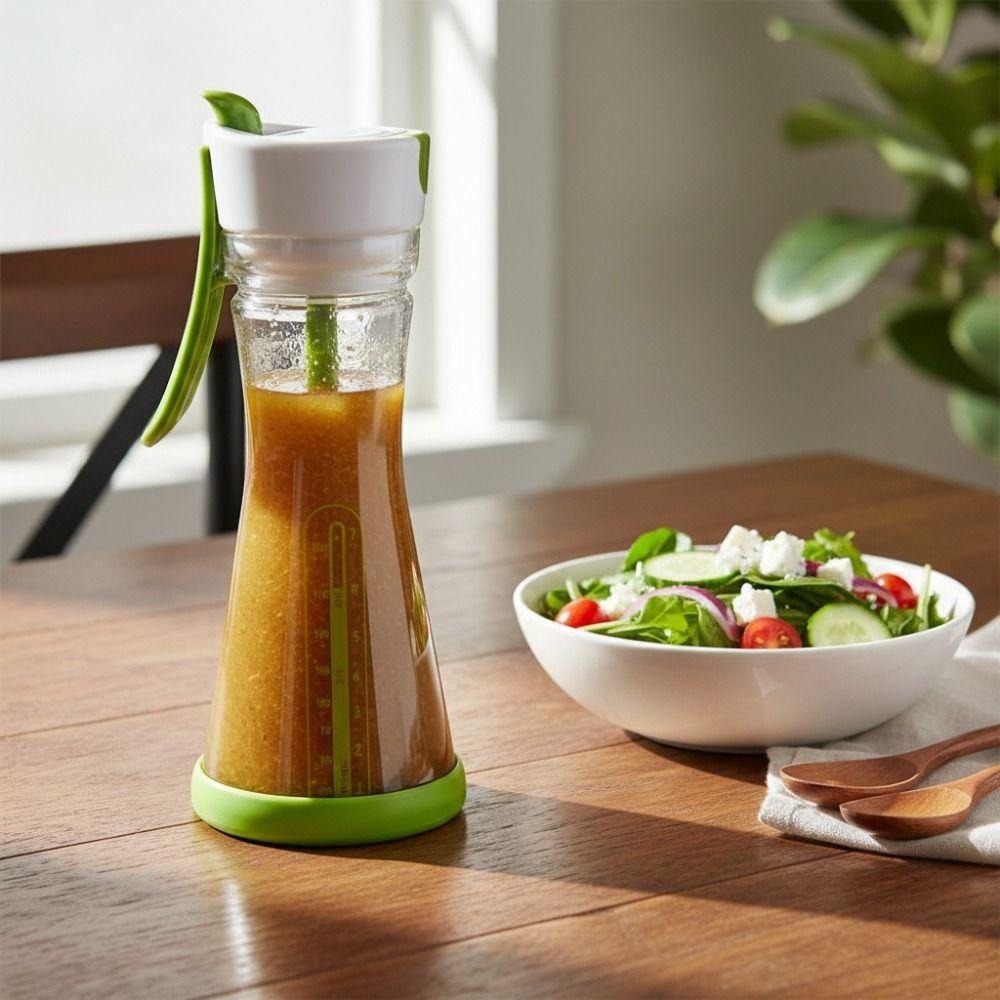 Leak Proof Salad Dressing Bottle Transparent with Scale Vinaigrette Container Plastic Juice Mixing Cup Kitchen Gadget