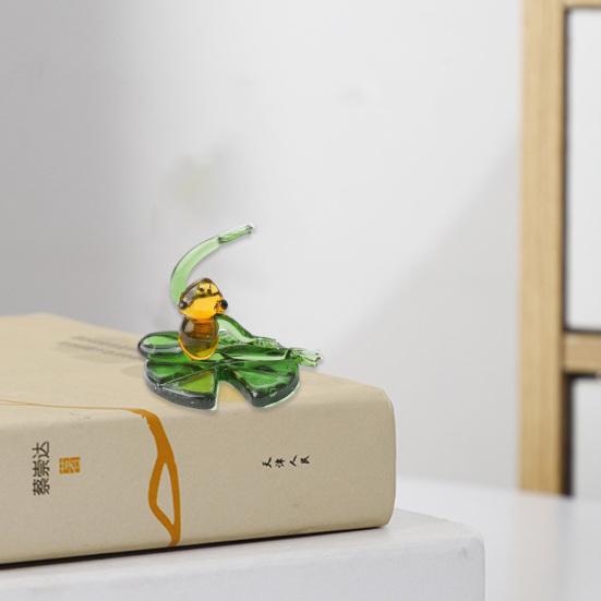 Стеклянный орнамент в виде лягушки для йоги, креативный дизайн, тонкое мастерство, украшение для мини-стола, мультяшный стеклянный орнамент