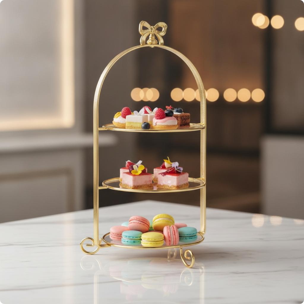 Three-Tier Dessert Stand Versatile 3 Tier Dessert Stand Tiered Serving Tray Space-Saving Long-Lasting for Hosts, Afternoon Tea
