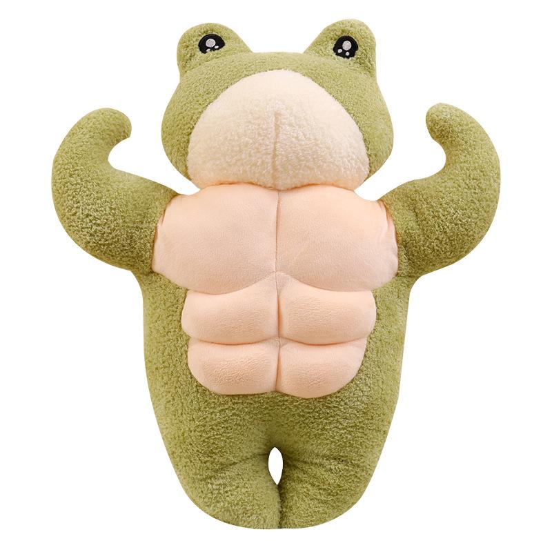 Muscle Frog Plush Toy Stuffed Animal, Cuddle Pillow for Girls to Sleep With, Gym Boyfriend Doll, Birthday Gift for Her Kids