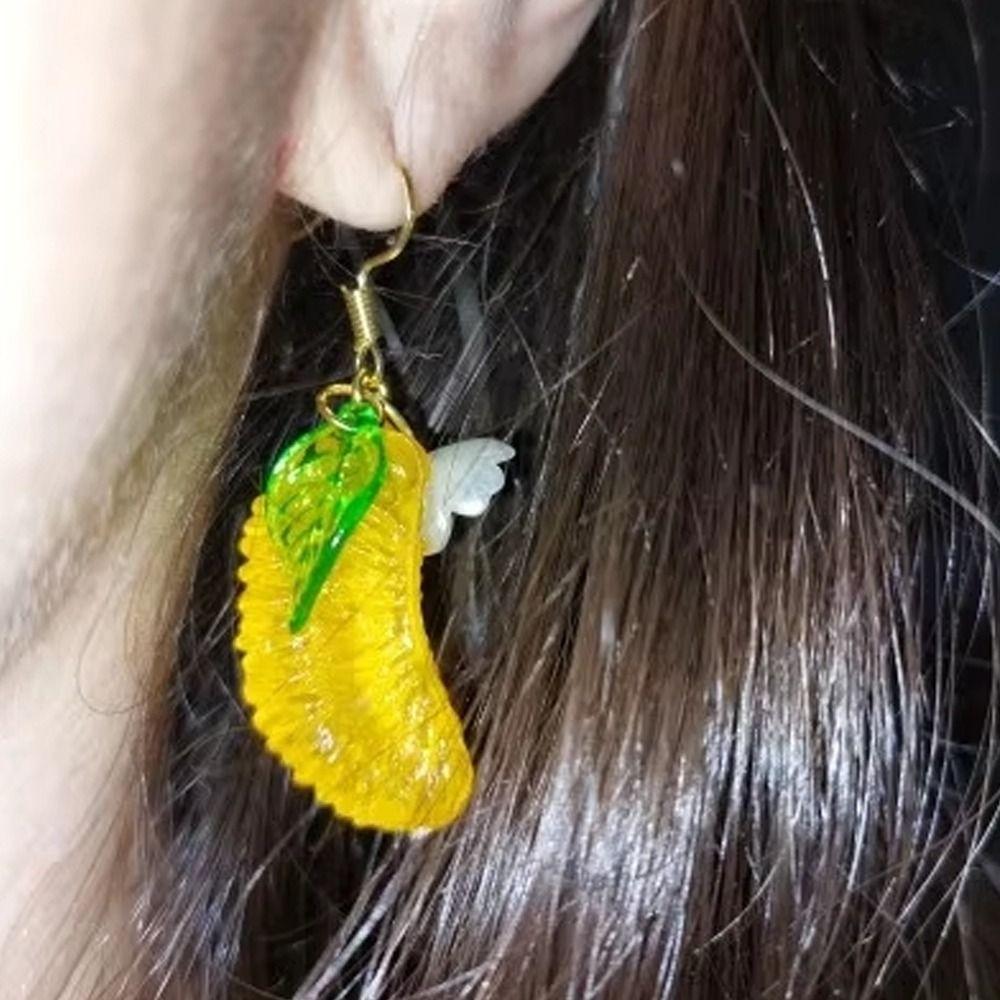 Leaf Orange Sliced Earrings Simulated Fruits Y2K Handmade Earrings Fruit Ear Jewelry  Women