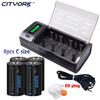 Cityork Аккумуляторная батарея размером 1,2 ВК, емкостью 5000 мАч, R14 C, с зарядным устройством ЖК-дисплея для батареи CD AA AAA 9 В
