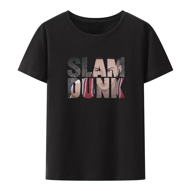 Футболка унисекс Y2k, футболка из чистого хлопка с короткими рукавами SLAMDUNK с буквенным принтом, дышащая, удобная и минималистичная