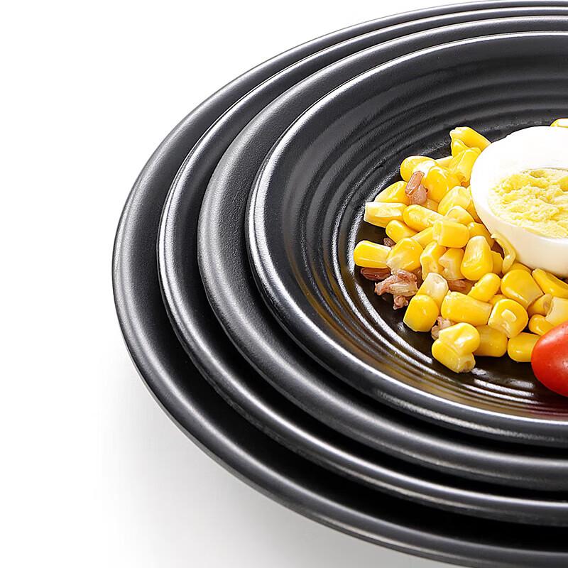 Jiuyue Mei Black Melamine Round Hot Pot & BBQ Serving Plate
