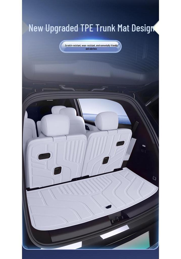 2025 Geely Galaxy M9 Коврики в багажник и на пол из ТПЭ, Модификационные аксессуары, изготовленные по индивидуальным размерам для заднего отсека.