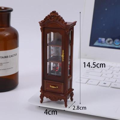 1/12 Кукольный домик Винтажный Имитация Шкаф для хранения Витрина Модель Кукольный дом Гостиная Винный шкаф Мебель Декор Игрушка