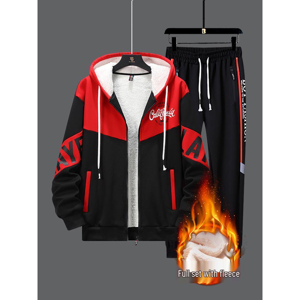 Fleece-Lined Boys' Hoodie - Thick Winter Jacket for Teenagers, Perfect for Autumn Sports and School