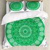 Mandala Duvet Cover Set Boho Lotus Flower Microcosm Motif Unique Retro Green Theme Double Queen King Size Polyester Qulit Cover