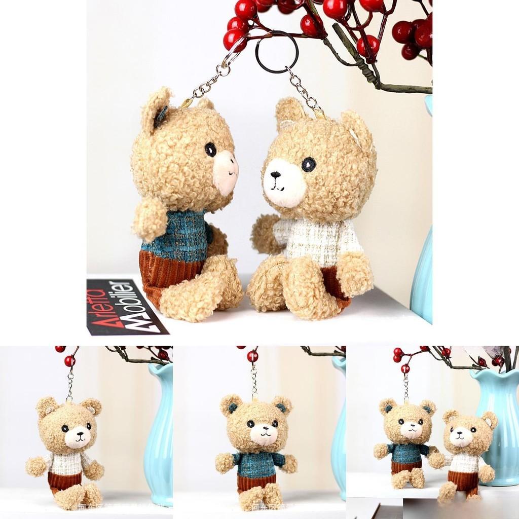 Adorable Mini Plush Teddy Bear Keychain Short Plush Stuffed Toy Bag Accessory