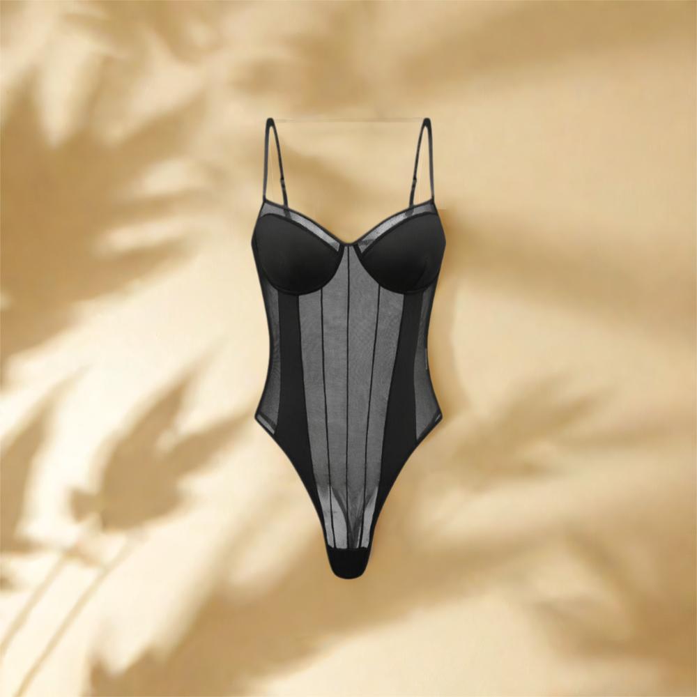 Комбинезоны без рукавов с глубоким V-образным вырезом, облегающий сетчатый боди, женская пляжная одежда, комбинезоны-майки, лето