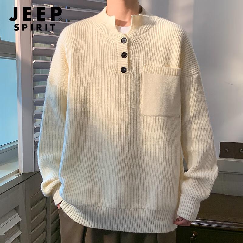 JEEP SPIRIT Men's Stand-Collar Pullover Sweater