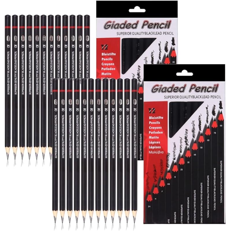Corslet Pack Of 2 Drawing Kit 12Pc Drawing Pencils Set Sketch Pencil Set Sketching Kit Graphite Pencil For Drawing Sketc