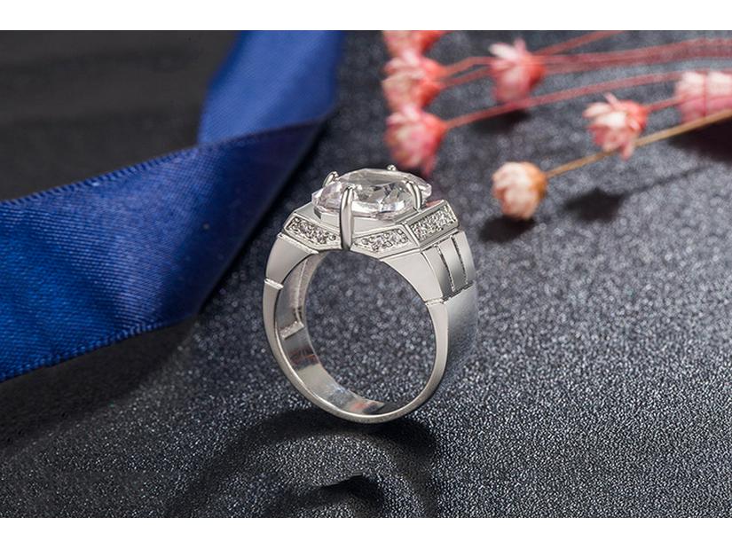 Men's Rhinestone Emerald and Sapphire Ring - European/American Style, Multi-Color Domineering Design Jewelry