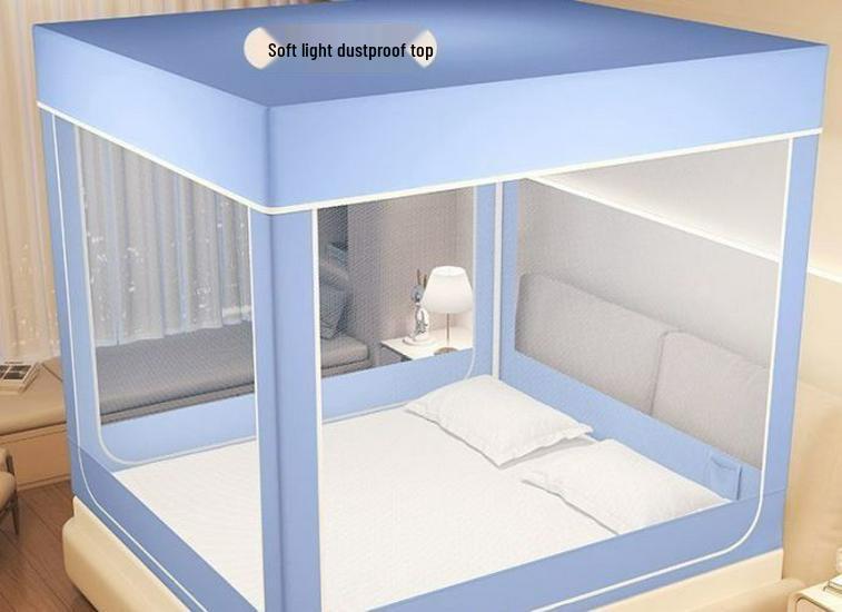 Anti-Fall Mosquito Net and Dustproof Blackout Bed Canopy for Children, Sit-On Style for Single/Double Beds