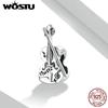 WOSTU 925 Sterling Silver Vintage Violin Charm Bead Pendant Fit Original 3mm Bracelet Women Jewelry