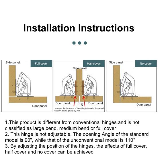 Петли для кухонных шкафов, нержавеющие, устойчивые к коррозии, многоцелевые, без предварительного сверления, сверхпрочные, с мягким закрыванием, скрытые петли