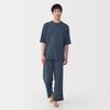 MUJI Домашняя одежда, которую можно носить, Размер L, Мужская, Полотенце, Двусторонняя плитка, Комплект с полурукавом, Темно-синий, (FB0ZGA5A)
