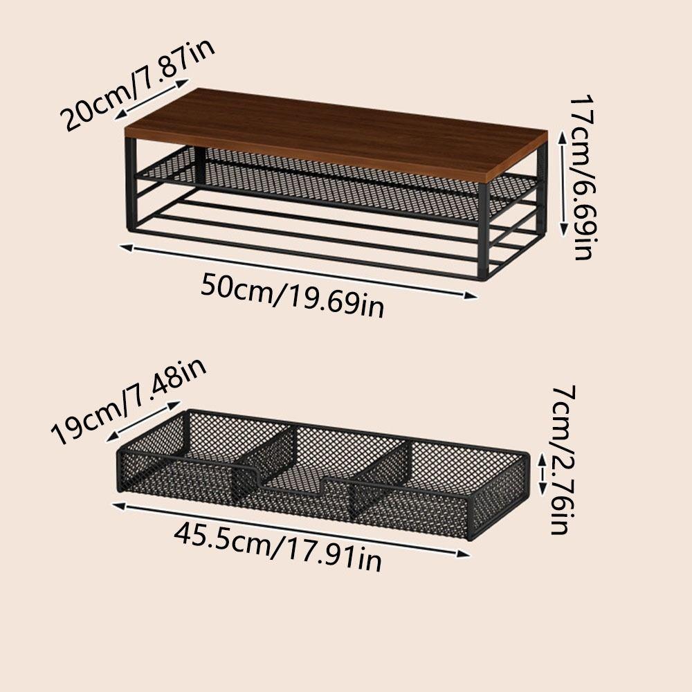 2-Tier Design Computer Monitor Stand Metal Mesh Laptop Computer Storage Shelf  Home