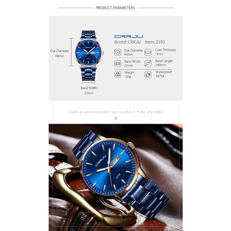 CRRJU-2193 Men's Watch Casual Business Fashion Personality Watch Men's Watch Student Watch Simple Calendar