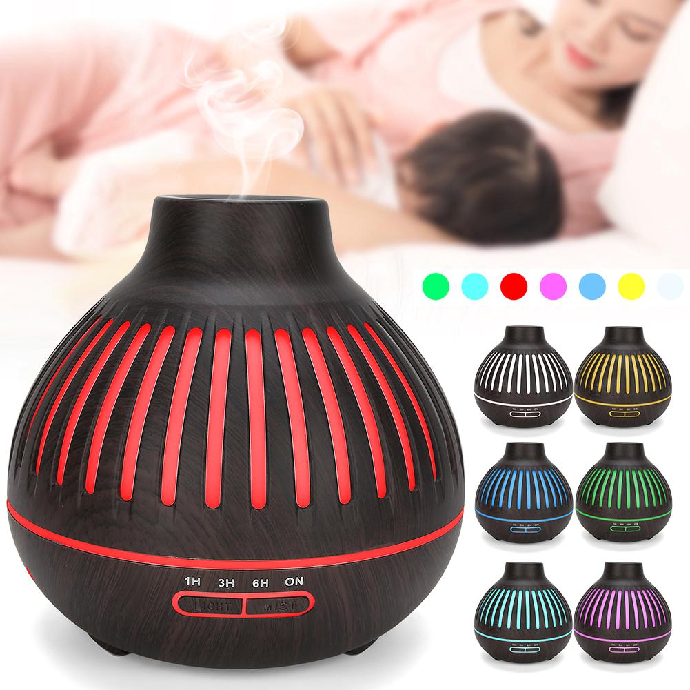400 мл 7-цветный светодиодный ароматерапевтический увлажнитель воздуха аромадиффузор мини-очиститель воздуха (Текстура темного дерева)