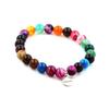 Stones and Minerals. Multicolored Ribbon Agate Pearl Bracelet 8 Mm. Made In France.