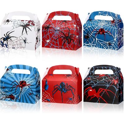 30 шт. Коробки для подарков на вечеринку с пауками, Мешочки для подарков с пауками и ручками, Коробки для угощений с двускатной крышей, 6,3 x 3,23 x 3,74 дюйма, Принадлежности для украшения дня рождения с пауками