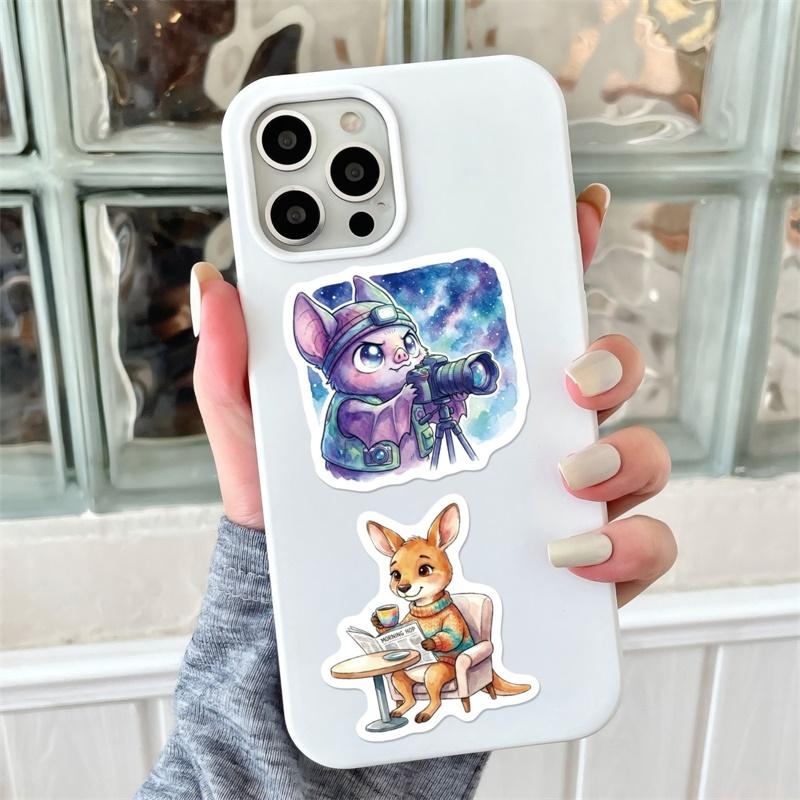56PCS Novelty Animal PVC Sticker Aesthetic DIY Sticky Colored Decoration Scrapbooking Hand Accounting Supplies
