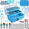 236PCS Cake Decorating Mouth Set with Three-layer Storage Blue Folding Gift Box Baking Set Cake Decorating Accessories Tools