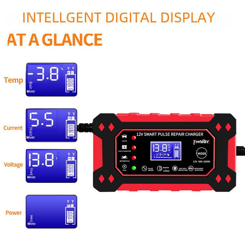Интеллектуальное импульсное зарядное устройство для автомобильных аккумуляторов 12 В 6 А для свинцово-кислотных аккумуляторов мотоциклов