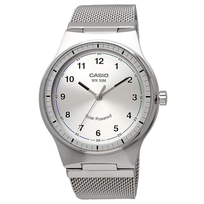 [Casio] CASIO стандартные солнечные аналоговые водонепроницаемые часы 5 ATM MTP-RS105M-7BV мужские серебристые сетчатые металлические часы с ремешком зарубежная модель [продукт]