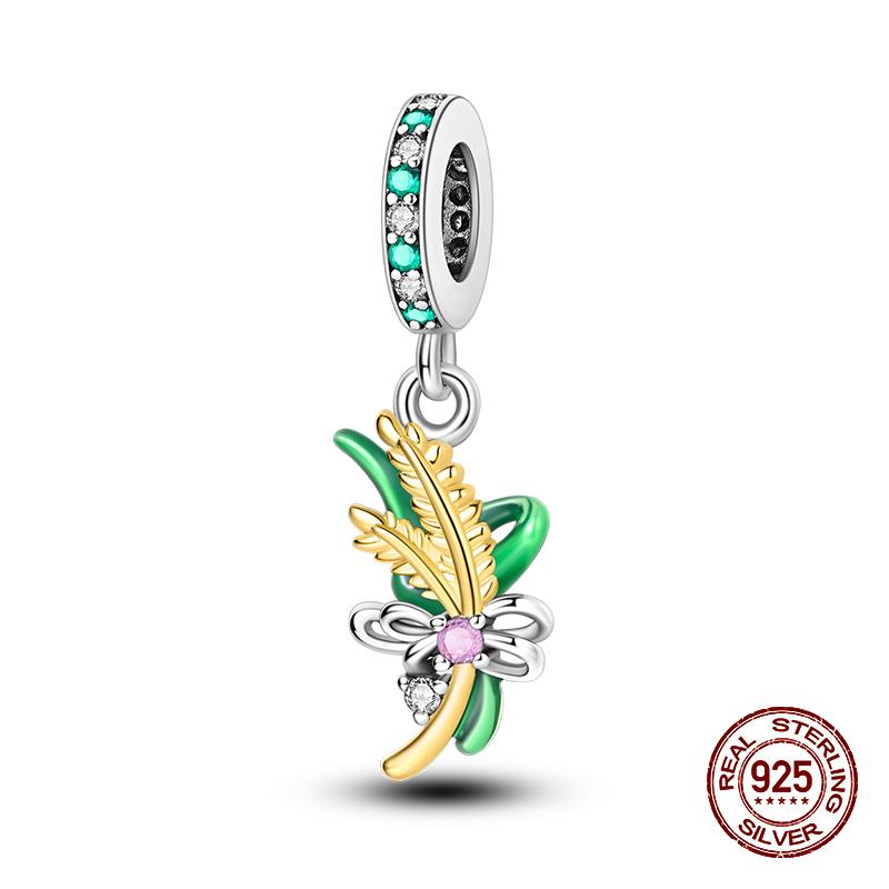 Новинка, 100% стерлингового серебра 925 пробы, цветы, драгоценные камни, подвески-бабочки, бусины, подходят для оригинального браслета 925 пробы, сделай сам, теплые украшения, подарок на день рождения