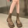Новые весенне-осенние ботинки на толстой подошве с эффектом увеличения роста в ретро-стиле, женские повседневные простые противоскользящие износостойкие короткие ботинки