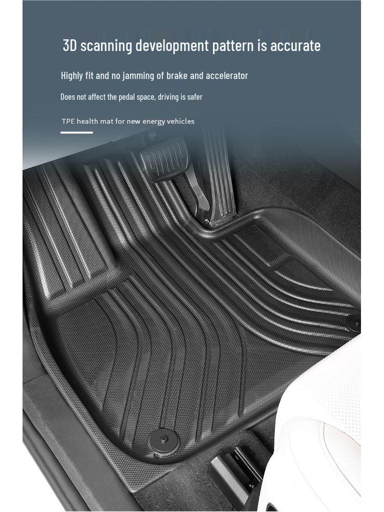 Экологичные ТПЭ коврики в салон автомобиля с ковриком в багажник и накладками на спинки сидений для Land Rover Discovery Sport 2018-2025.