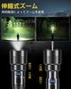 Powerful Flashlight with USB 5 Dimming IP54 Waterproof and Zoom Remaining Battery Power Aluminum Alloy 18650 Battery Battery Ideal for Mountain Night
