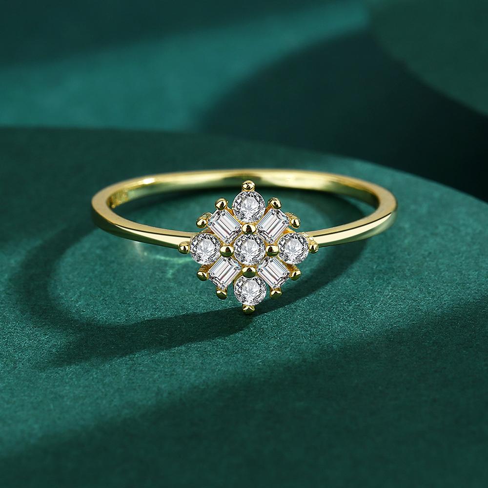 Роскошное кольцо с цветком, полное бриллиантов, золото 18 карат, парное кольцо для женщин, настоящее стерлинговое серебро с кристаллами, подарок на годовщину, ювелирные изделия