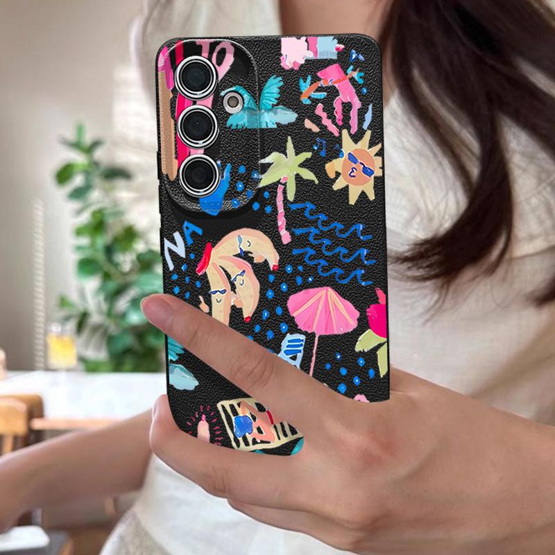 Мультяшный чехол-пенал для отпуска для Samsung Galaxy A57 A37 A17 A56 A36 A26 A16 A55 A35 A15 A54 A34 A14 5G Силиконовый чехол с текстурой кожи