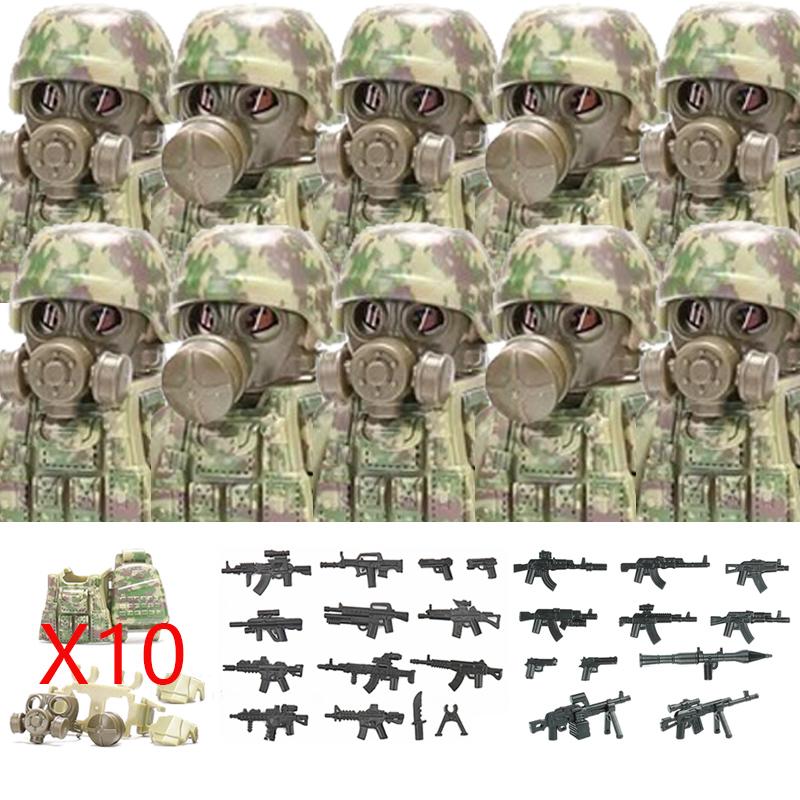 Военный Солдат Украинский Биохимический Спецназ Конструктор Армейские Фигурки Противогаз Оружие Кирпичики Игрушки Для Детей