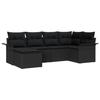 Ensemble de canapé de jardin 6 pièces avec coussins en rotin poly noir, Canapé de jardin 2 places avec rangement et coussins 3354102