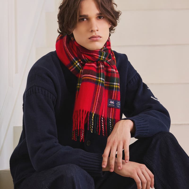 ABRAHAM MOON Шаль-шарф из мериносовой шерсти 50 см - Королевский Стюарт