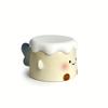 1pc Ceramic Angel Cake Coffee Mug with Lid, Cute Cake Shaped Mocha Cup, Creative Angel Wings Handle Design, Suitable for Home Decor