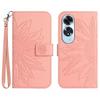 HT04 For Oppo A60 4G Case Sunflower Leather Wallet Phone Cover with Wrist Strap