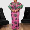 Oversized Women's 3/4 Sleeve Round Neck Floral Printed Long Dresses