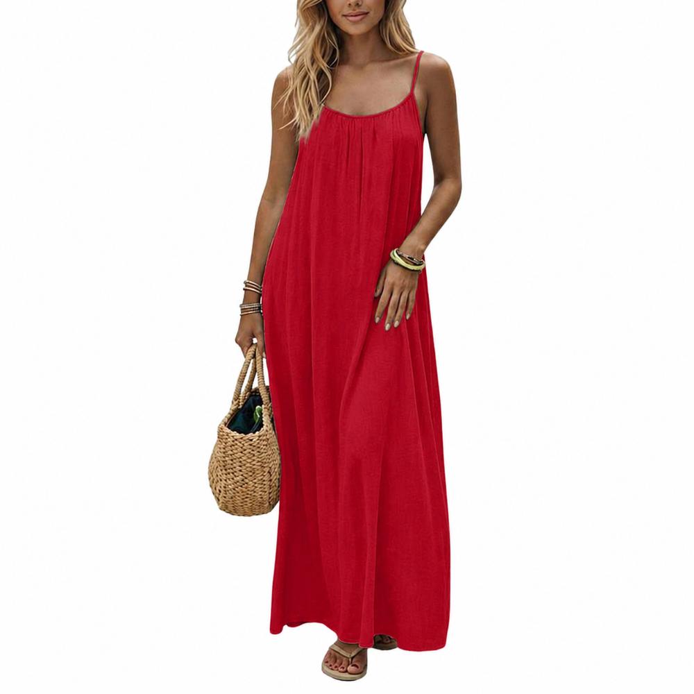 Comfortable Women's Crepe Maxi Dress Summer Long Dress for Beach Vacation
