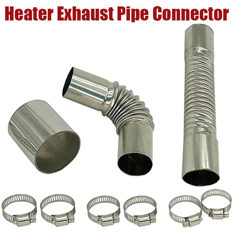 Exhaust Pipe Tube Car Accessories Elbow Connector w/ 2 Clamps Stainless Steel For Eberspacher Webasto Air Diesel Parking Heater