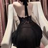 Women's Plus Size Lace Sheer Lace Up Backless Cami Sleep Dress Costume Set